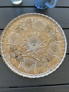 Pressed Glass Floral Serving Platter - Clear